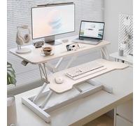 FORRTY Scrivania Regolabile In Altezza, Convertitore Standing Desk Con Ripiano Tastiera, Larghezza 65/80/94CM, Portata Fino A 30kg, Workstation Tavolo Casa Ufficio Computer Laptop(White 2,65CM(25.6"))