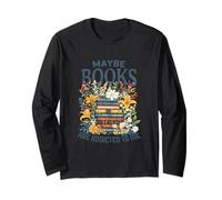 Forse i libri sono dipendenti da me Book Stack Floral Book Lovers Maglia a Manica