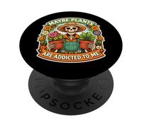 Forse le piante sono dipendenti da me Scherzo divertente giardiniere scheletro PopSockets PopGrip Adesivo