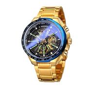 FORSINING Orologi meccanici automatici da uomo, alla moda, lussuosi, impermeabili, con cinturino in acciaio inox, orologio da polso luminoso, Oro blu, Bracciale