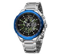 FORSINING Orologi meccanici automatici da uomo, alla moda, lussuosi, impermeabili, con cinturino in acciaio inox, orologio da polso luminoso, Argento nero, Bracciale