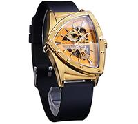 FORSINING Orologi Scheletrati per Uomo, Orologio Meccanico Automatico con Quadrante Triangolare, Orologi Luminosi a Carica Automatica Braccialetto in Acciaio Inossidabile o Cinturino in Silicone