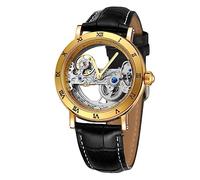 Forsining - Orologio a scheletro, da uomo, con design unico di lusso, movimento automatico, stile popolare, cinturino in vera pelle