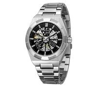 FORSINING - Orologio analogico da uomo, impermeabile, automatico, con cinturino in acciaio inossidabile, Argento e nero, Moderno