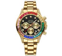 FORSINING Orologio da polso analogico al quarzo, da uomo, casual, da lavoro, alla moda, con quadrante a diamante, sportivo, cronografo, impermeabile, luminoso, Oro