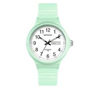 FORSINING Orologio da polso da donna, al quarzo, analogico, minimalista, casual, alla moda, per ragazze e adolescenti, sportivo, cinturino in silicone, 18 mm, Verde, Cinturino
