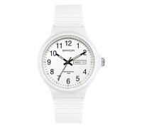 FORSINING Orologio da polso da donna, al quarzo, analogico, minimalista, casual, alla moda, per ragazze e adolescenti, sportivo, cinturino in silicone, 18 mm, bianco