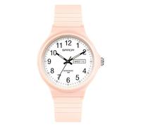 FORSINING Orologio da polso da donna, al quarzo, analogico, minimalista, casual, alla moda, per ragazze e adolescenti, sportivo, cinturino in silicone, 18 mm, rosa, Cinturino