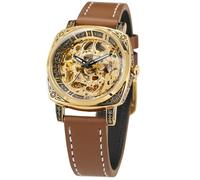 FORSINING Orologio da polso da donna, automatico, vintage, impermeabile, alla moda, con cinturino in vera pelle