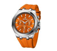 FORSINING Orologio da polso da uomo, analogico, al quarzo, casual, cinturino in silicone, impermeabile, sportivo, cronografo, luminoso, Arancione