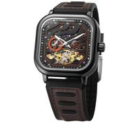 FORSINING Orologio da polso da uomo, con movimento a carica automatica, impermeabile, quadrato, con cinturino in silicone