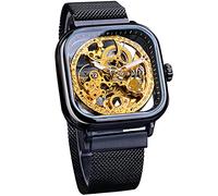Forsining - Orologio da polso meccanico automatico, alla moda, da uomo, colore: nero e oro
