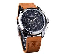Forsining Orologio da polso meccanico da uomo automatico con carica automatica, in vero cuoio, impermeabile, luminoso, casual, da business, Nero , Bracciale