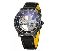 FORSINING Orologio da polso meccanico da uomo con quadrante scheletrato, trasparente, impermeabile, alla moda, per lavoro, automatico, a carica automatica, Tutto nero