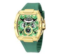 FORSINING Orologio da uomo analogico al quarzo, alla moda, cinturino in silicone, quadrante tonneau, cronografo, orologio sportivo luminoso, calendario e data, Verde