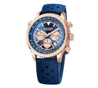 FORSINING Orologio da uomo analogico al quarzo, casual, cinturino in silicone, sportivo, cronografo, impermeabile, luminoso, calendario e data display, Blu