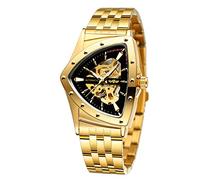 FORSINING Orologio da uomo impermeabile fino a 30 m, scheletro, automatico, retrò, triangolare, orologio da polso, Aggiornamento Oro Nero