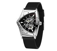FORSINING Orologio impermeabile da uomo con cinturino in gomma di stile popolare di lusso automatico Movt triangolo, Argento e nero