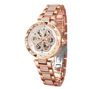 FORSINING Orologio meccanico automatico da donna, con scheletro, stile steampunk, con diamante e intaglio, orologio freddo per donne, design minimalista retrò, orologio da polso scheletrato meccanico