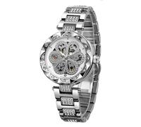 FORSINING Orologio meccanico automatico da donna, con scheletro, stile steampunk, con diamante e intaglio, orologio freddo per donne, design minimalista retrò, orologio da polso scheletrato meccanico