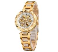 FORSINING Orologio meccanico automatico da donna, con scheletro, stile steampunk, con diamante e intaglio, orologio freddo per donne, design minimalista retrò, orologio da polso scheletrato meccanico