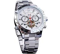 FORSINING Orologio meccanico da uomo Tourbillon a carica automatica, giorno data mese calendario completo, tachimetro luminoso orologi automatici multifunzionali, orologio da polso con cinturino in