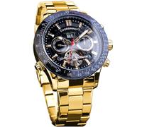 FORSINING Orologio meccanico da uomo Tourbillon a carica automatica, giorno data mese calendario completo, tachimetro luminoso orologi automatici multifunzionali, orologio da polso con cinturino in