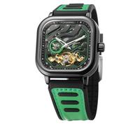 FORSINING Orologio quadrato sportivo automatico impermeabile da uomo con cinturino in silicone