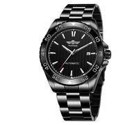 FORSINING Orologio sportivo da uomo, vintage, impermeabile, automatico, in acciaio inox, con calendario, luminoso, colore: nero, Nero , Vintage
