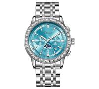 FORSINING Orologio Uomo Moda Business Mens Orologio Meccanico Moon Phase Acciaio Inossidabile Diamante Big Dial Orologi Automatici Luminosi, Blu