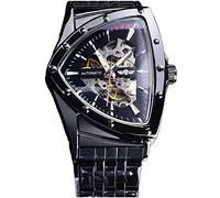 FORSINING Triangolo Scheletro Orologio Meccanico Automatico Uomo Lusso Oro Nero Acciaio Inossidabile Orologi Impermeabile Luminoso Orologio da Polso Sportivo Orologio da Polso, Nero Nero, Moderno
