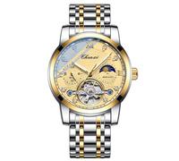 FORSINING Uomini Orologio Meccanico Tourbillon Moon Phase Moda Orologio Da Polso Automatico Mens Orologi Acciaio Inox Impermeabile, gold