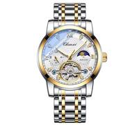 FORSINING Uomini Orologio Meccanico Tourbillon Moon Phase Moda Orologio Da Polso Automatico Mens Orologi Acciaio Inox Impermeabile, bianco
