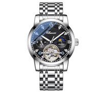 FORSINING Uomini Orologio Meccanico Tourbillon Moon Phase Moda Orologio Da Polso Automatico Mens Orologi Acciaio Inox Impermeabile, argento, nero