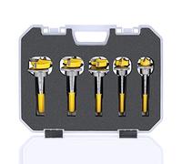 Forstner - Punte in carburo per maestro, 5 pezzi, 15 mm, 20 mm, 25 mm, 30 mm, 35 mm, 2 chiavi esagonali e custodia resistente per lavorazione del legno, strumento TCT fai da te