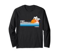 Fort Lauderdale Vacanza tropicale Vintage anni '80 Stile Tramonto Maglia a Manica