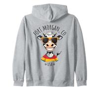 Fort Morgan Colorado USA divertente mucca cartone animato design Felpa con Cappuccio