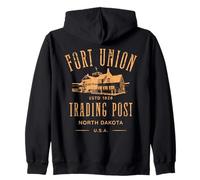Fort Union Trading Post 1828 North Dakota Design Invecchiato Felpa con Cappuccio