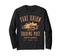 Fort Union Trading Post 1828 North Dakota Design Invecchiato Maglia a Manica