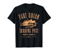 Fort Union Trading Post 1828 North Dakota Design Invecchiato Maglietta