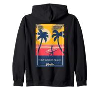 Fort Walton Beach Florida Retro Surfer Beach Tramonto Design Felpa con Cappuccio
