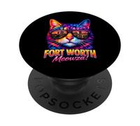 Fort Worth Cat | Trendy Cool Hip Fun Gattino Occhiali da sole Amante PopSockets PopGrip Adesivo