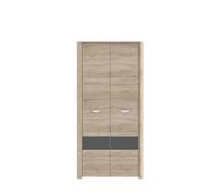 Forte Armadio YOOP 90 95, Guardaroba Piccolo Camera Giovani/Bambini Ante Battenti, 2 Ante, Decoro Legno: Rovere Sonoma/Grigio Opaco, 93.5x194x58 cm
