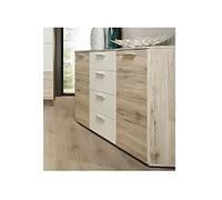 Forte Beach Cassettiera con 2 ante e 4 cassetti, materiale in legno, rovere sabbia/bianco, 48 x 91,3 x 129,6 cm