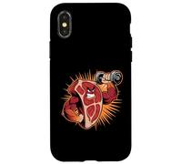 Forte bistecca mascotte sollevamento manubri carnivoro Custodia per iPhone X/XS