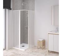 Forte Box doccia Nova Sky a soffietto angolare in PVC, Anticalcare, Riducibile, Resistente agli urti, Kit completo, Bianco pastello H 185 cm (Bianco, 60x80x185)