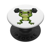 Forte cartone animato rana sollevamento bilanciere sollevamento pesi PopSockets PopGrip Adesivo