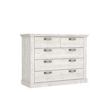 FORTE Cassettiera con 5 cassetti, in legno derivato, pino bianco, L x A x P: 119,5 x 89,9 x 44,9 cm
