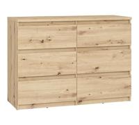 FORTE Chelsea Cassettiera 110 moderna con 6 cassetti, credenza, soggiorno, camera da letto, materiale in legno di quercia artisana, 110 cm di larghezza x 79,9 cm di altezza x 42,2 cm di profondità