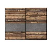 FORTE Clif Armadio ad ante scorrevoli, in legno derivato, Stile Vintage Old Wood, effetto cemento grigio scuro, 61,2 x 269,9 x 210,5 cm